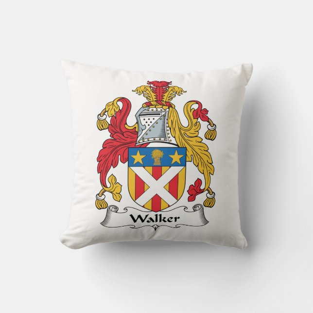 Walker Family Crest Throw Pillow (Front)