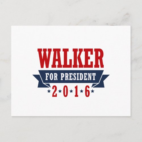 Walker For President 2016 Certified Ribbon Postcard