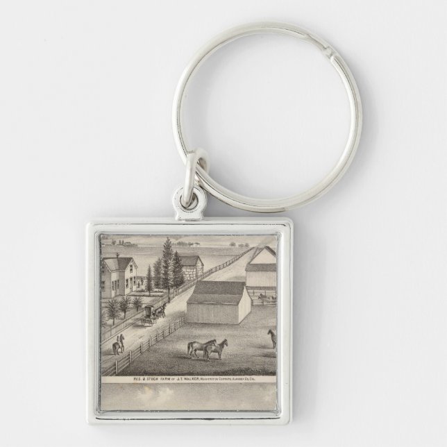 Walker, Knittel residences, farms Keychain (Front)