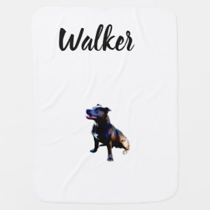 Walker Name With Staffordshire Bull Terrier, Baby Blanket