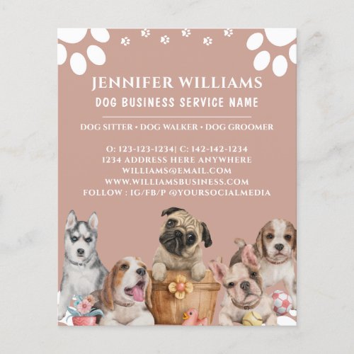 Walker Pet Sitting Business Watercolor Design Dog Flyer