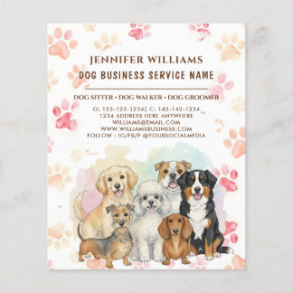 Walker Pet Sitting Business Watercolor Dog Paw Flyer