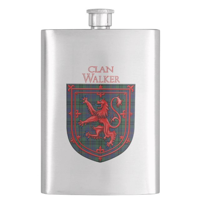 Walker Tartan Scottish Plaid Lion Rampant Flask (Front)
