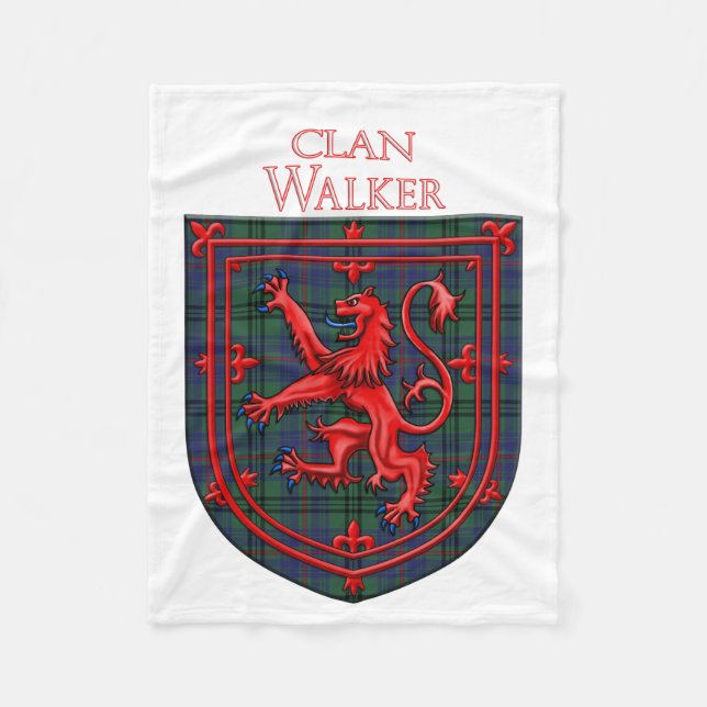 Walker Tartan Scottish Plaid Lion Rampant Fleece Blanket (Front)