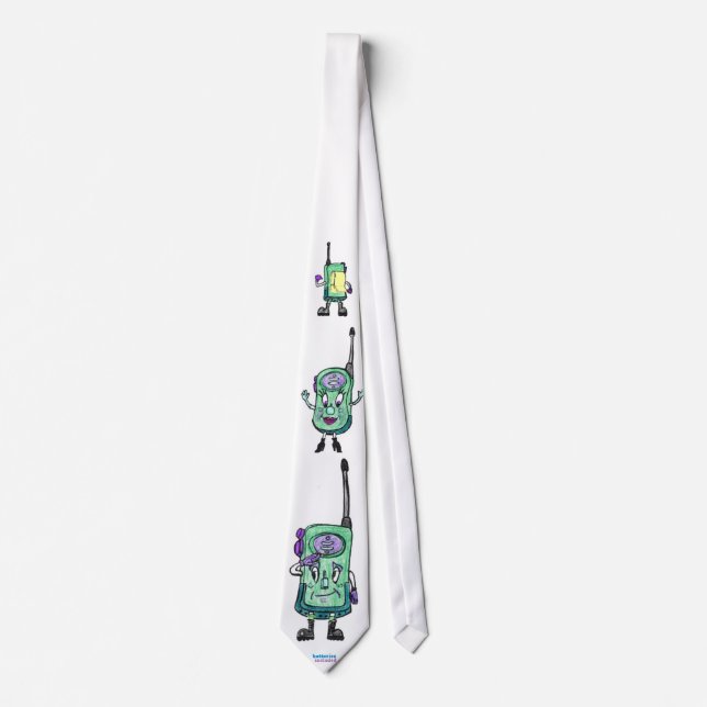 Walkie Talkies, animated, fun, green Neck Tie (Front)