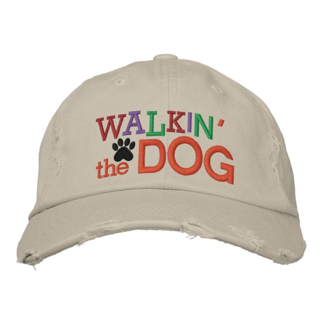 Walkin' the Dog Embroidered Baseball Cap (Front)