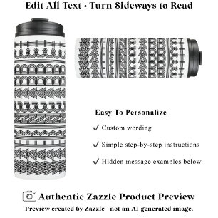 Walking Addict Hidden Message Pattern Unusual BW Thermal Tumbler