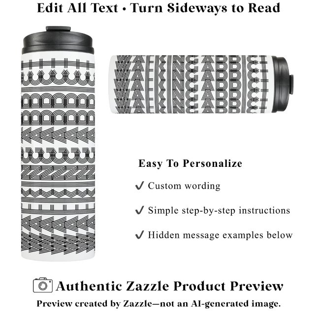 Walking Addict Hidden Message Pattern Unusual BW Thermal Tumbler (Creator Uploaded)