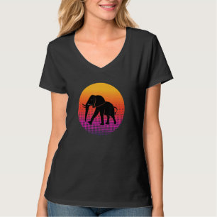 Walking African Elephant Animal Silhouette Sunset T-Shirt