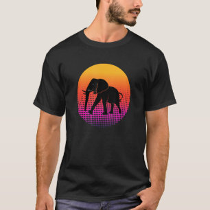 Walking African Elephant Animal Silhouette Sunset  T-Shirt