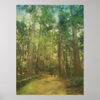 Walking Along Tranquil Kozan-ji Forest Kyoto Japan Poster by BeverlyClaire at Zazzle