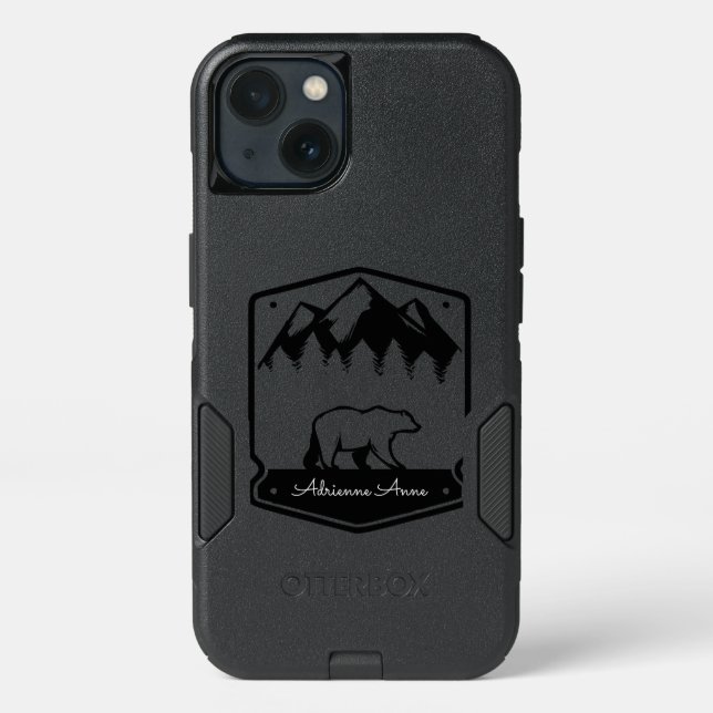 Walking Bear Mountains And Trees Otterbox iPhone Case (Back)