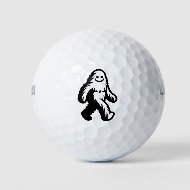 Walking Bigfoot - Smiling Sasquatch Funny Cryptid Golf Balls (Front)