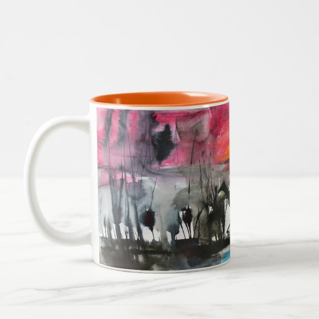 walking bird Two-Tone coffee mug (Left)