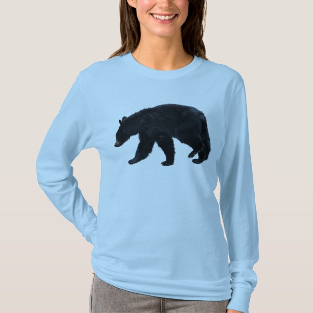 Walking Black Bear Animal Lover Shirt (Front)