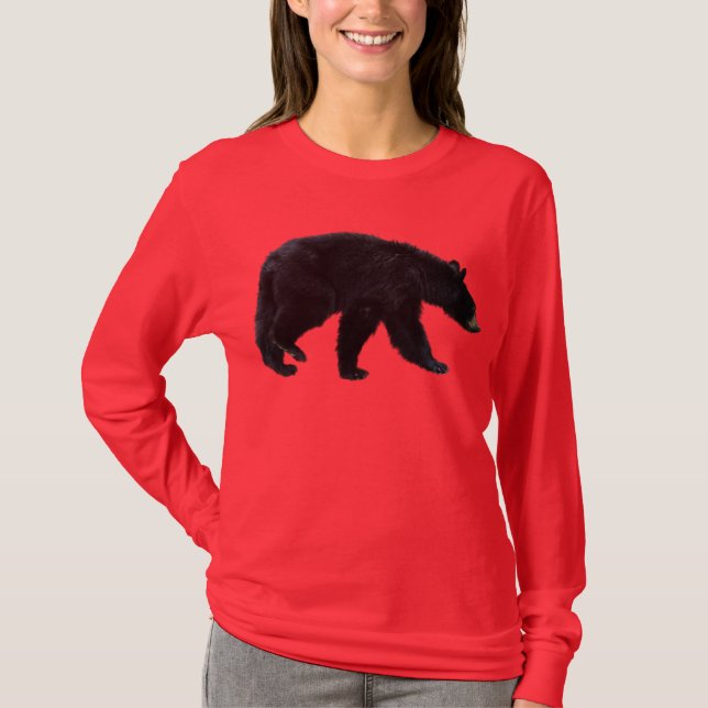 Walking Black Bear Animal Lover Shirt (Front)