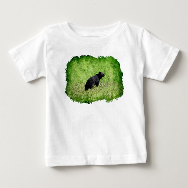 Walking Black Bear Grunge Art Apparel Baby T-Shirt (Front)