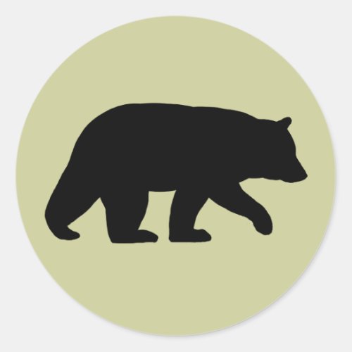 Walking Black Bear Silhouette Wildlife Wild Animal Classic Round Sticker