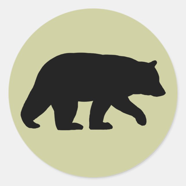 Walking Black Bear Silhouette Wildlife Wild Animal Classic Round Sticker (Front)