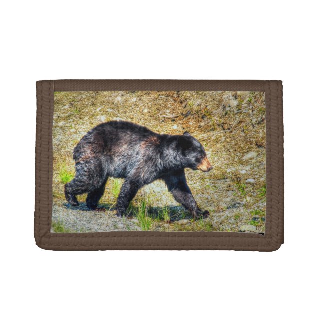 Walking Black Bear Wildlife Photo Art Trifold Wallet (Front)