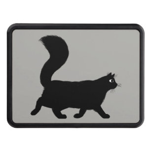 Walking Black Cat   Cool Kitty with Fluffy Tail Hitch Cover