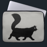 Walking Black Cat | Cool Kitty with Fluffy Tail Laptop Sleeve<br><div class="desc">Longhaired Black Cat with Long Fluffy Tail. Protect your laptop and make a statement with this cool cat design. This fun computer case makes a great gift for kitty lovers.</div>