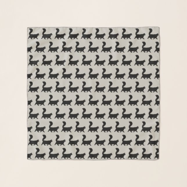 Walking Black Cats Pattern | Cool Kitty Fashion Scarf (Front)