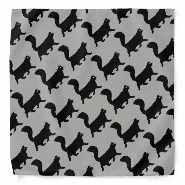 Walking Black Cats Pattern | Funky Feline Fashion Bandana (Front)