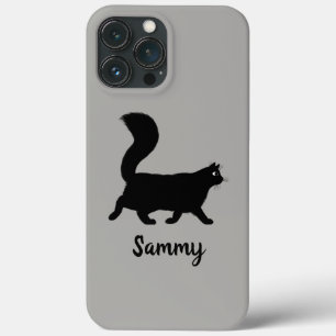 Walking Black Kitty Cat with Custom Text iPhone 13 Pro Max Case