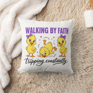 Walking By Faith Ducks Throw Pillow