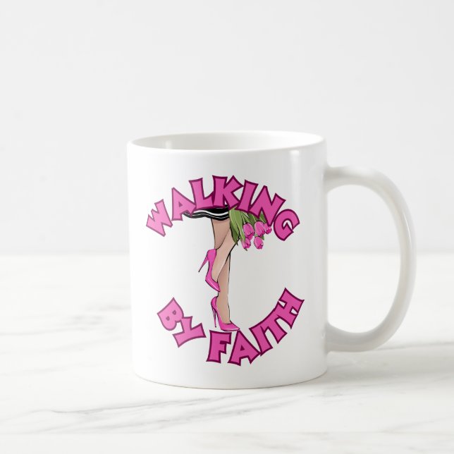 Walking by Faith - Inspirational Christian Quote Coffee Mug (Right)