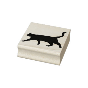 walking cat silhouette art stamp