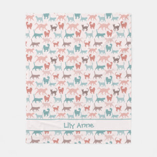 Walking Cats with name Fleece Blanket