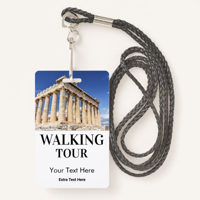 Walking City Tour Photo & Logo Badge (Front with Lanyard)