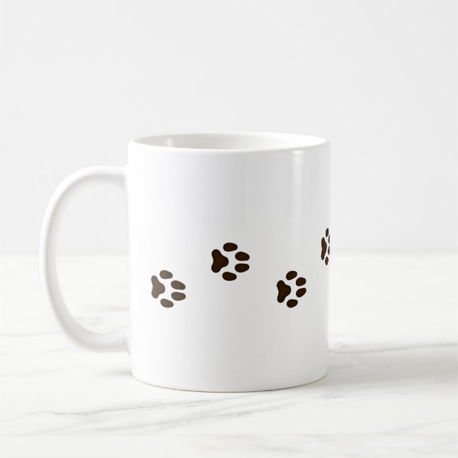 Walking Dog Paw Prints Canine Tracks Coffee Mug (Left)