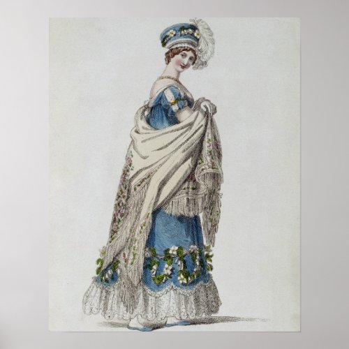 Walking dress fashion plate from Ackermanns Repo Poster