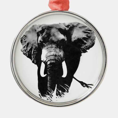 Walking Elephant Metal Ornament