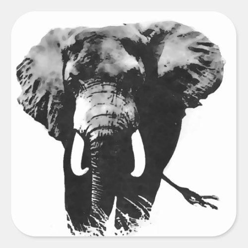 Walking Elephant Square Sticker