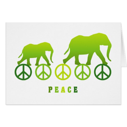 Walking Elephants in Peace Cards (Front Horizontal)