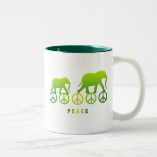 Walking Elephants in Peace Two-Tone Coffee Mug