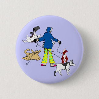 Walking Flyball Dogs Pinback Button