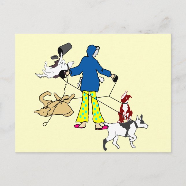 Walking Flyball Dogs Postcard (Front)