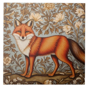 Walking Fox William Morris Inspired  Ceramic Tile