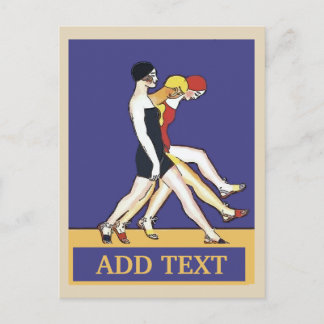 Walking Gals on the Jersey Shore, vintage style. P Postcard