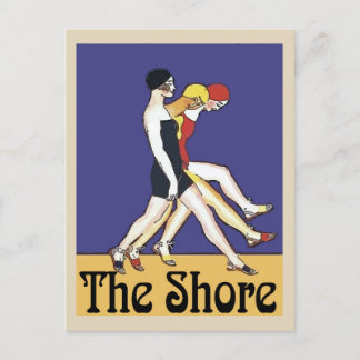 Walking Gals on the Jersey Shore, vintage style. Postcard