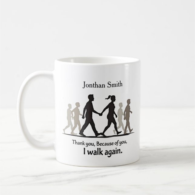 Walking Graphic Thank You Physical Therapist Gift Coffee Mug (Left)