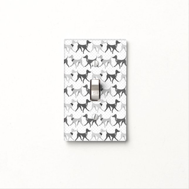 Walking Greyhounds black and white Light Switch Cover (In Situ)