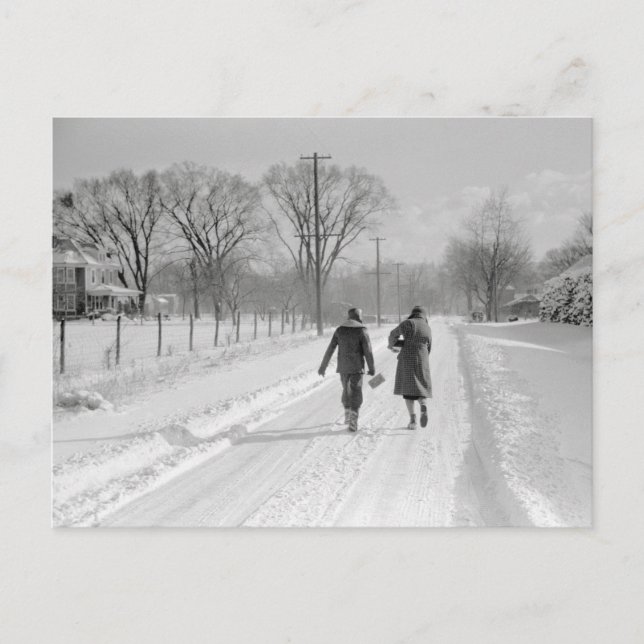Walking Home From School, 1940 Postcard (Front)