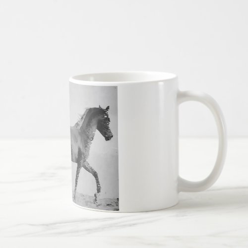 Walking Horse Black  White Coffee Mug