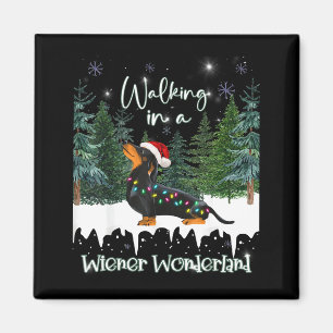 Walking In A Wiener Wonderland Dachshund Magnet